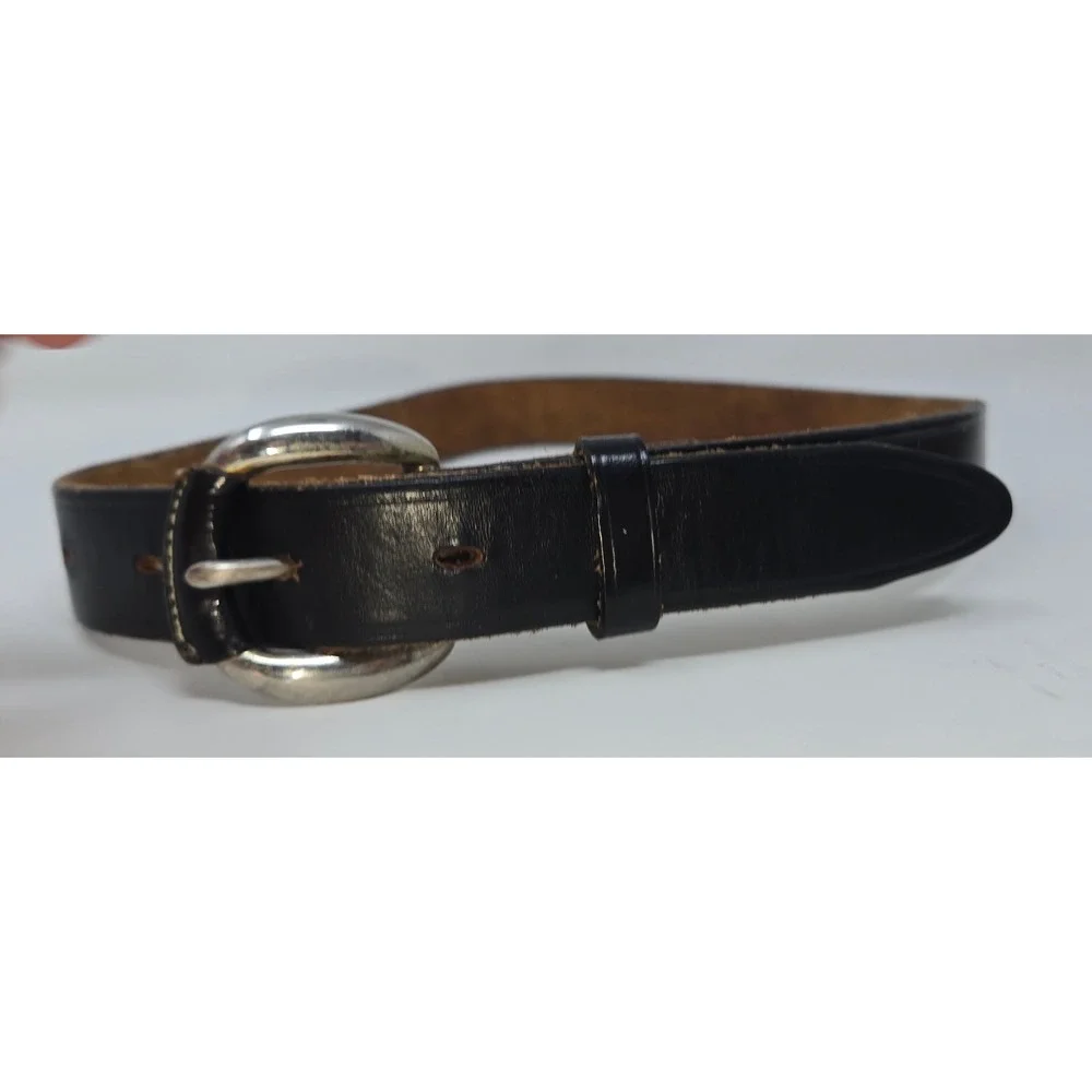 Vintage Lee Jeans Leather Boy's Belt Pair Black Brown 28 Inch Slide Buckle